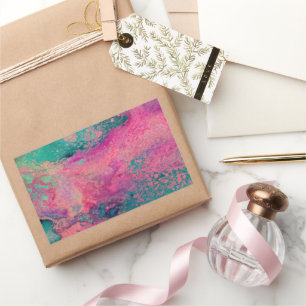 “Ethereal Vellum” – Pink Teal Blue Abstract    Rectangular Sticker