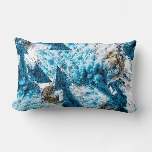 Ethereal Velocity: Geometric Cloud & Arrow Fusion Lumbar Cushion (Front)