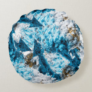 Ethereal Velocity: Geometric Cloud & Arrow Fusion Round Cushion
