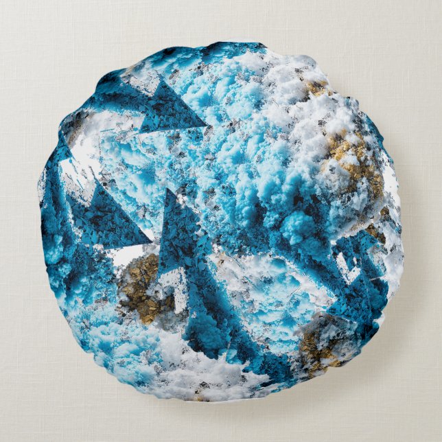 Ethereal Velocity: Geometric Cloud & Arrow Fusion Round Cushion (Back)