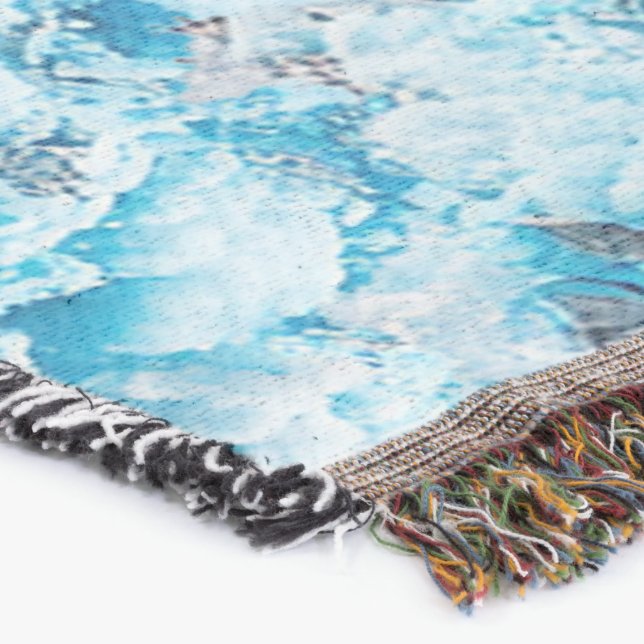 Ethereal Velocity: Geometric Cloud & Arrow Fusion Throw Blanket (Corner)