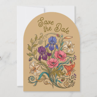 Ethereal Vintage Art Nouveau Style Floral Wedding Save The Date