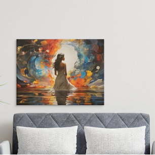 Ethereal Watercolor Abstract Woman in the Water Poster