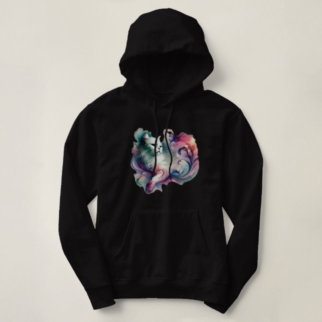 Ethereal Watercolor Cat Hoodie (Design Front)