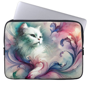 Ethereal Watercolor Cat Laptop Sleeve