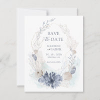 Ethereal Watercolor Coral Seashell Save The Date