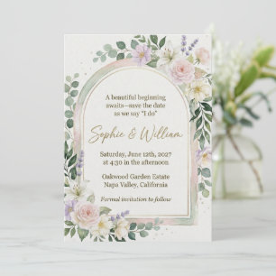 Ethereal Watercolor Garden Arch Wedding Invitation