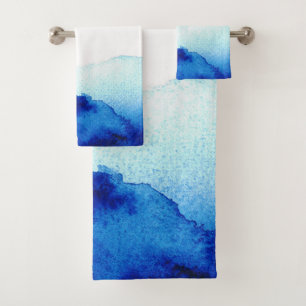 Ethereal Watercolor Indigo Blue Bath Towel Set