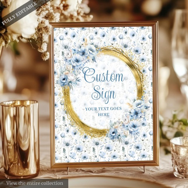 Ethereal Watercolor Pastel Blue Gold Tabletop Sign (Ethereal Watercolor Pastel Blue Gold Tabletop Sign)
