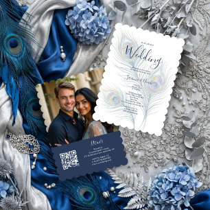 Ethereal Watercolor Wedding Peacock Feathers TLW26 Invitation