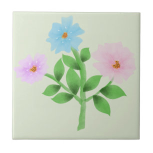 Ethereal Watercolor Wildflower Bouquet - Pastel Fl Ceramic Tile