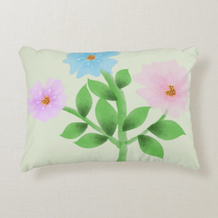 Ethereal Watercolor Wildflower Bouquet - Pastel Fl Decorative Cushion