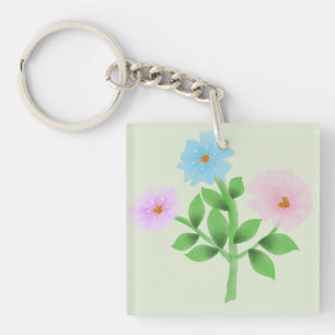 Ethereal Watercolor Wildflower Bouquet - Pastel Fl Key Ring