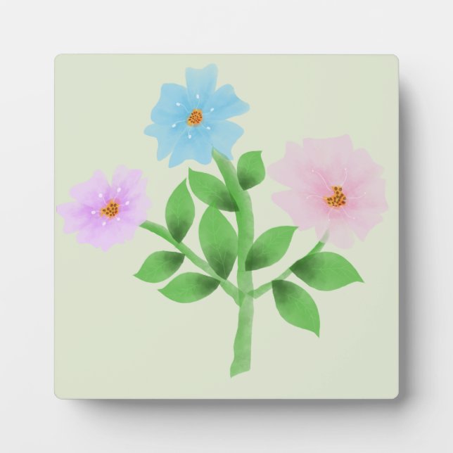 Ethereal Watercolor Wildflower Bouquet - Pastel Fl Plaque (Front)
