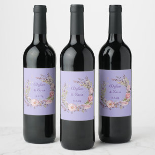 Ethereal Watercolor Wreath Wine Label