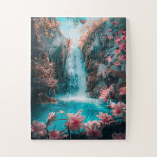 Ethereal Waterfall in Spring Jigsaw Puzzle