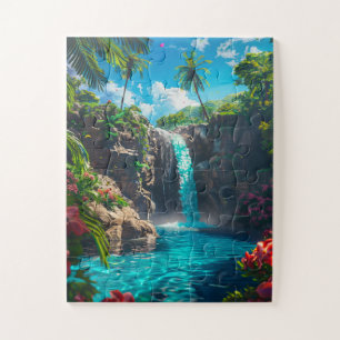 Ethereal Waterfall in Spring Jigsaw Puzzle