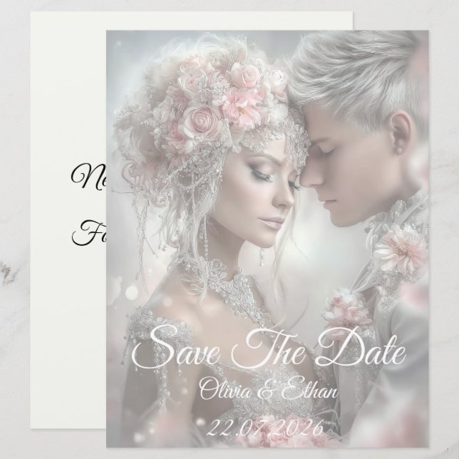 Ethereal Wedding Save the Date Card (Front/Back)