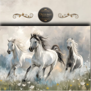 Ethereal White Horses Art Decoupage Tissue Paper