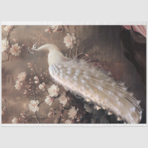 Ethereal White Peacock, Moody Magnolia Floral Tissue Paper