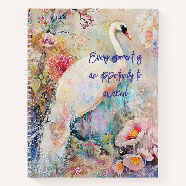 Ethereal White Peacock Notebook (Front)