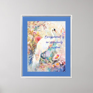 Ethereal White Peacock Stretched Canvas Print