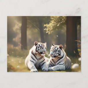 Ethereal White Tigers – Woodland Postcard