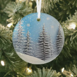 Ethereal Winter Scene Glass Ornament<br><div class="desc">Lovely image of a painted winter scene will shine and reflect your lights and complement your Christmas tree and the rest of your holiday home.  Gorgeous colours.</div>