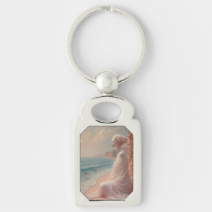 Ethereal Woman on Dreamy Beach Key Ring