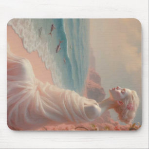 Ethereal Woman on Dreamy Beach Mouse Pad