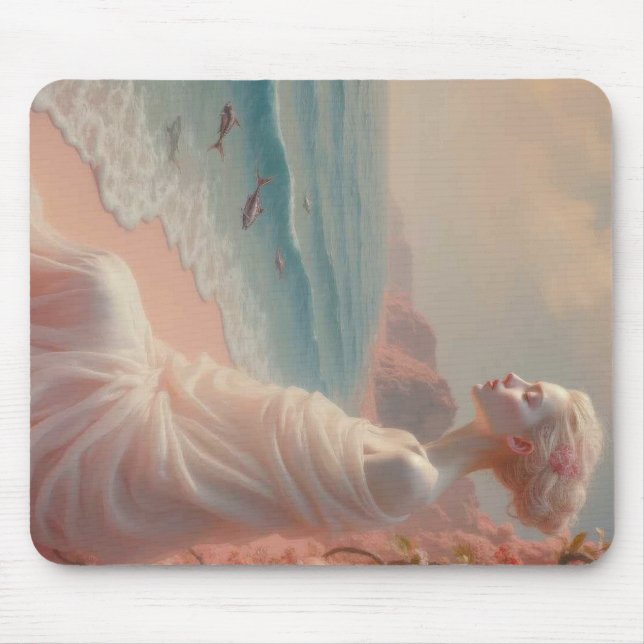 Ethereal Woman on Dreamy Beach Mouse Pad (Front)