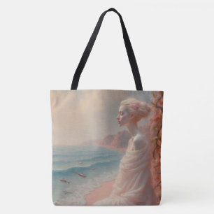 Ethereal Woman on Dreamy Beach Tote Bag