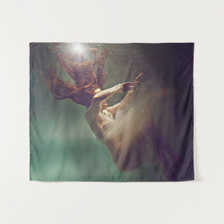 Ethereal Woman Underwater Dreamscape Tapestry