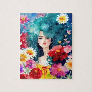 Ethereal Woman with Flowers Jigsaw Puzzle