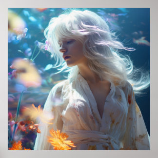 Ethereal Woman With White Hair Poster