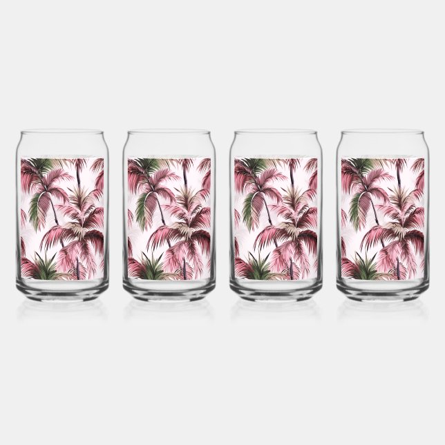 Ethereales rosé palm pattern can glass (Front)