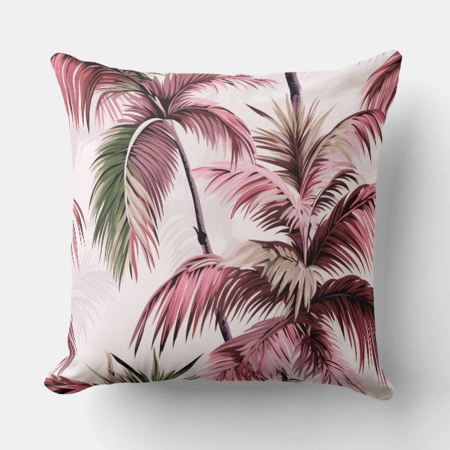 Ethereales rosé palm pattern cushion (Front)