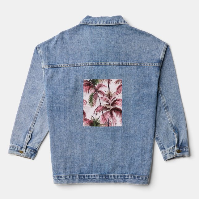 Ethereales rosé palm pattern denim jacket (Back)