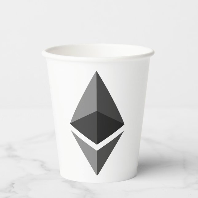 Ethereum Grey Icon Paper Cups (Front)
