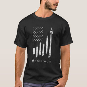 ETHEREUM To The Moon Crypto ETH Coin US Flag Chart T-Shirt