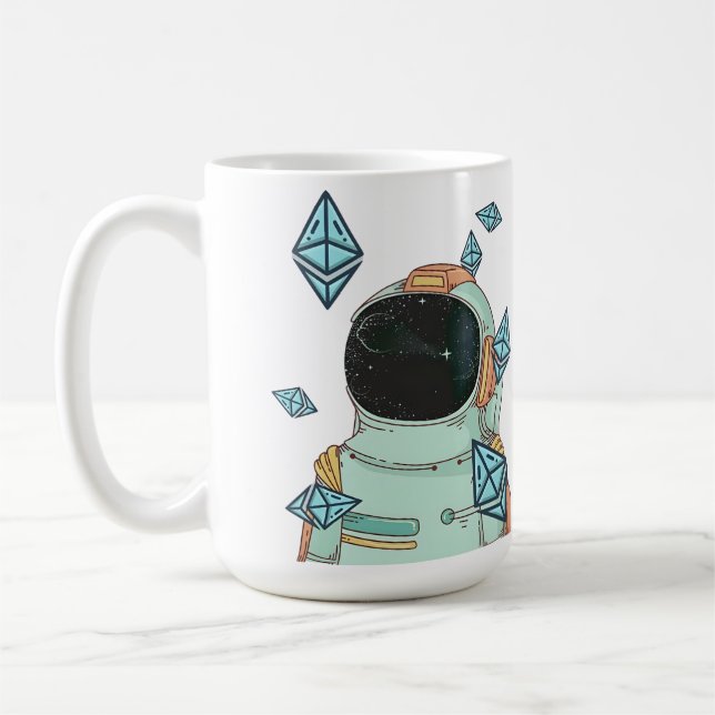 Ethereum To The Moon ETH Space Man Merch  Coffee Mug (Left)