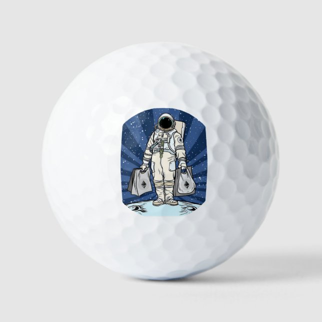 Ethereum To The Moon ETH Space Man Merch  Golf Balls (Front)