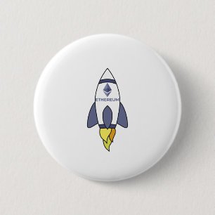 Ethereum To The Moon Rocket 6 Cm Round Badge