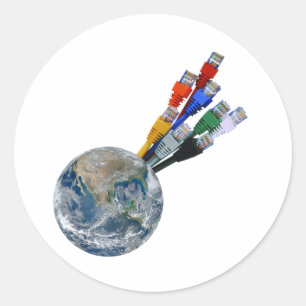 Ethernet Network Connected Earth Classic Round Sticker