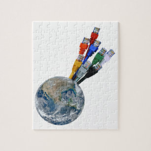 Ethernet Network Connected Earth Jigsaw Puzzle