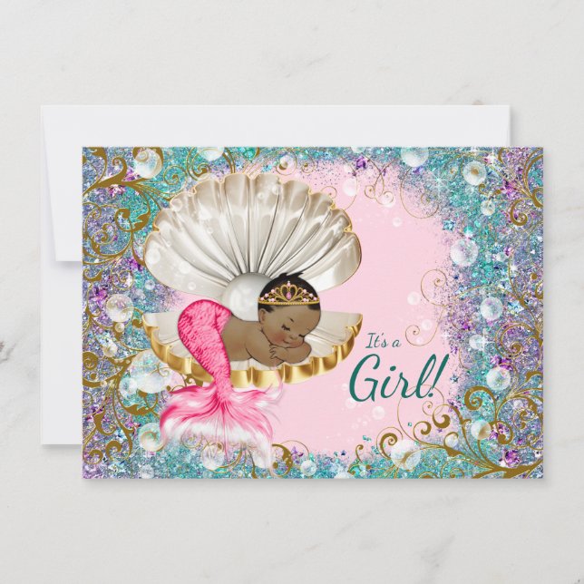 Ethic Mermaid Baby Shower Invitations (Front)