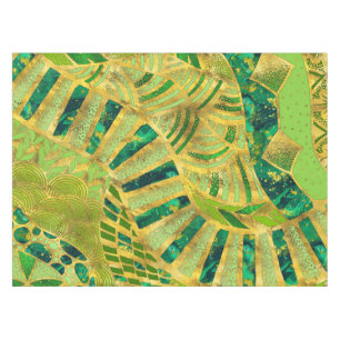 Ethic Tribal Ornament - Greens and Gold Tablecloth
