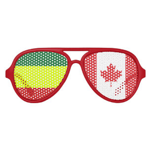 Ethiopia and Canada Flags Side by Side Aviator Sunglasses