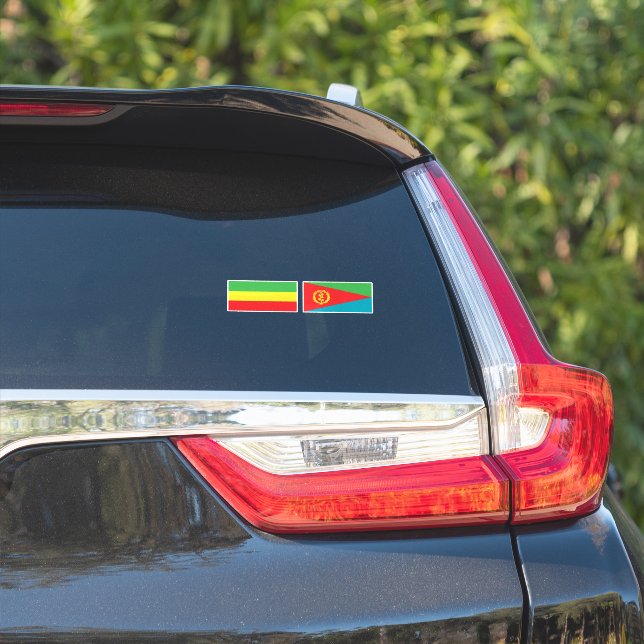 Ethiopia and Eritrea Flags  (Car Side)