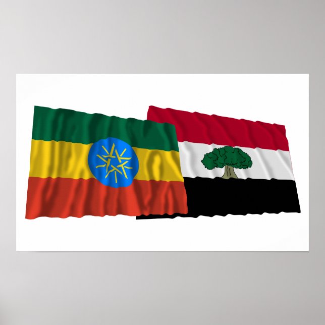 Ethiopia and Oromia Waving Flags Poster (Front)
